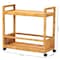 Bali & Pari Genet Modern Bohemian Natural Brown Rattan and Teak Wood 2-Tier Kitchen Cart 241-13430-ZORO - alternate 7